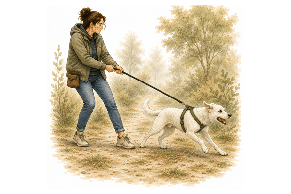 Aufgeregter Hund in einer herausfordernden Alltagssituation