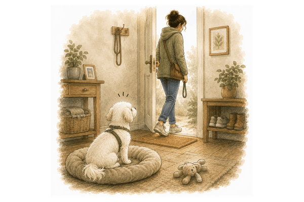Hund beim entspannten Alleinbleiben zu Hause